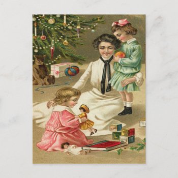 Beautiful Vintage Victorian Family Christmas Tree Postcard by vintagecreations at Zazzle