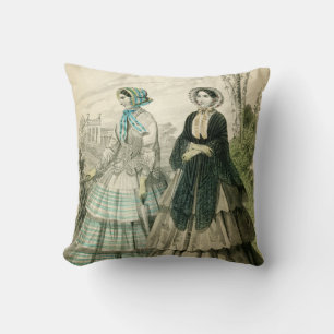 Beautiful Vintage Victorian Fashion Throw Pillow