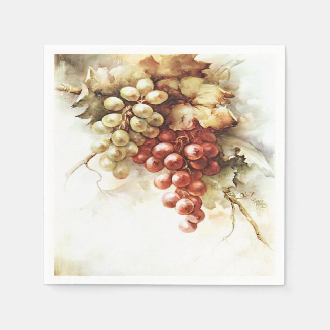 Beautiful Vintage Vineyard Winery Fall Napkins (Front)