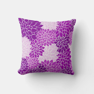 Beautiful Vintage Violet Dahlias Pattern Pillow