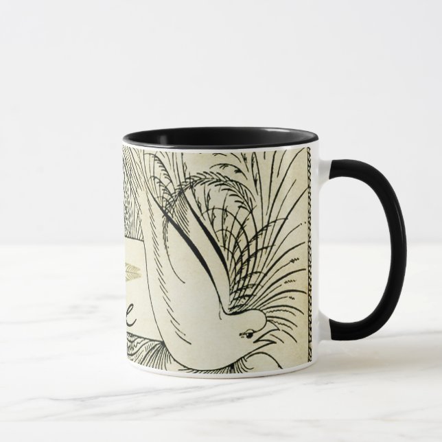 Beautiful Vintage white dove surrounded by foliage Mug (Right)