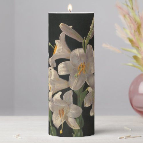 Beautiful Vintage White Easter Lilies Candle