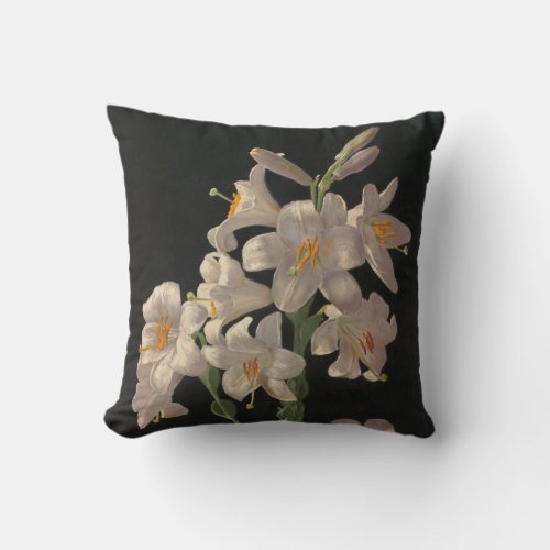 Beautiful Vintage White Easter Lilies Reversible Throw Pillow