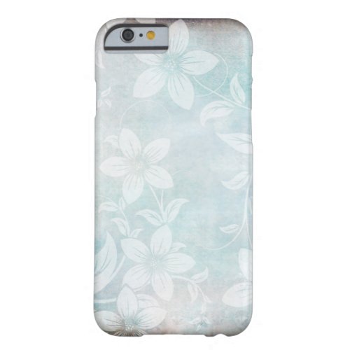 Beautiful Vintage White Flowers on Blue Distressed Barely There iPhone 6 Case