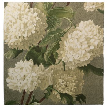 Beautiful Vintage White Hydrangea On Neutral Grey Cloth Napkin by randysgrandma at Zazzle