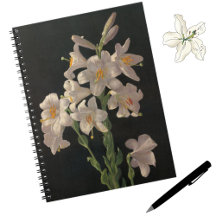 Beautiful Vintage White Lilies Floral Botanical 