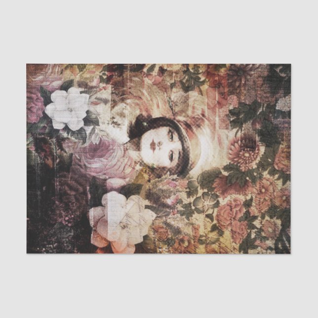 Beautiful Vintage Woman Flower Abstract Tissue Paper (Front)