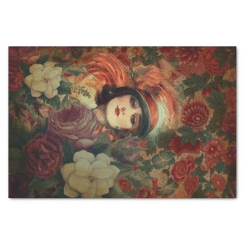 Beautiful Vintage Woman Flower Garden Tissue Paper by TeensEyeCandy at Zazzle