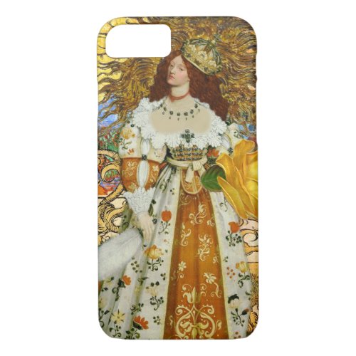 Beautiful Vintage Woman Golden Sun iPhone 87 Case