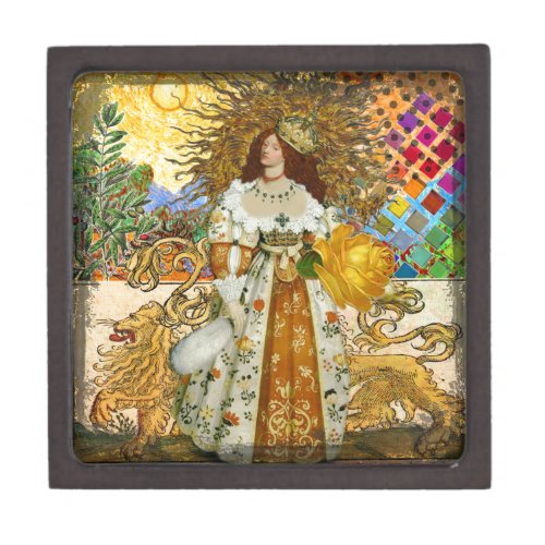 Beautiful Vintage Woman Golden Sun Gift Box