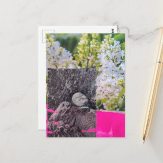 Beautiful Vintage Woman in Flowers Collage Postcard