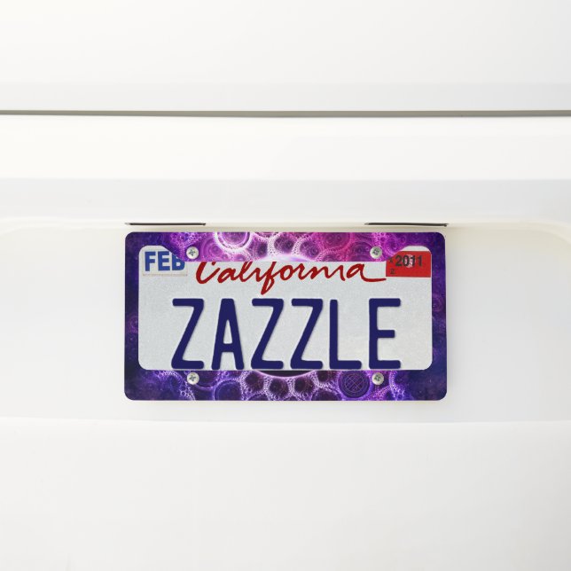 Beautiful Violet NASA Deep Dream Fractal Mandala License Plate Frame (On Car)