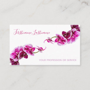 Beautiful violet pink orchid flower on white! busi business card