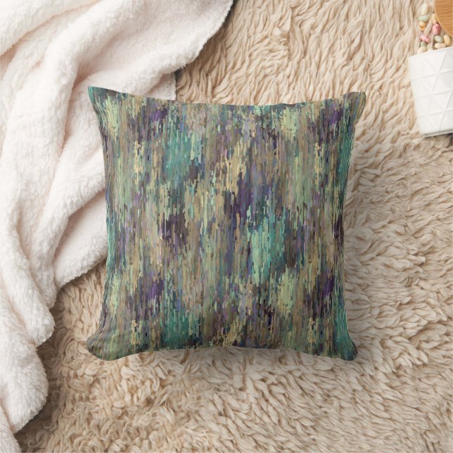 Beautiful Violet Purple Taupe Teal Stripes Art Throw Pillow (Blanket)