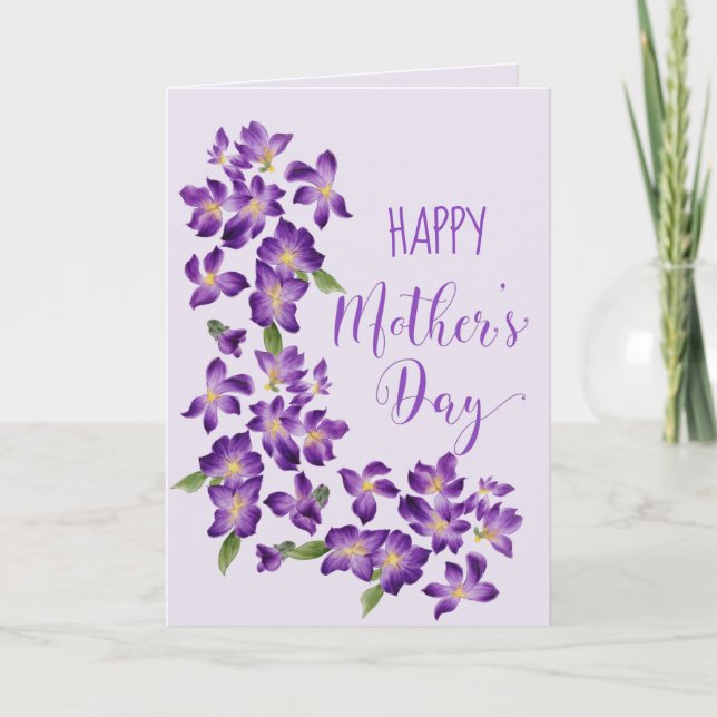 Beautiful Violets Floral  Mother's Day Photo Card (Front)
