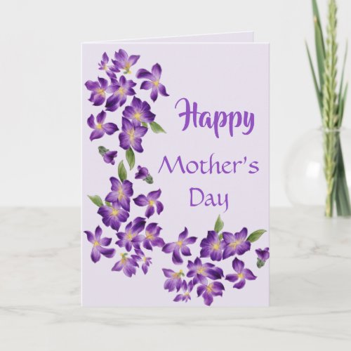 Beautiful Violets Floral Painting Mothers Day Card