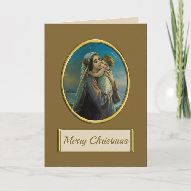 Beautiful Virgin Mary and Baby Jesus  Holiday Card (Front)