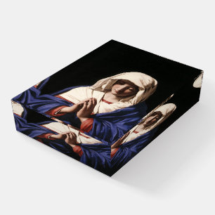 Beautiful Virgin Mary in Prayer Desk Gift Glass Paperweight