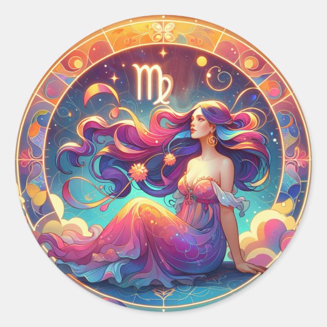 Beautiful Virgo Woman | Horoscope Art Classic Round Sticker (Front)