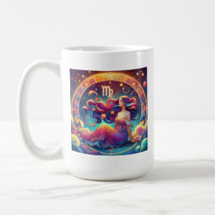 Beautiful Virgo Woman with Horoscope Info on Back Coffee Mug
