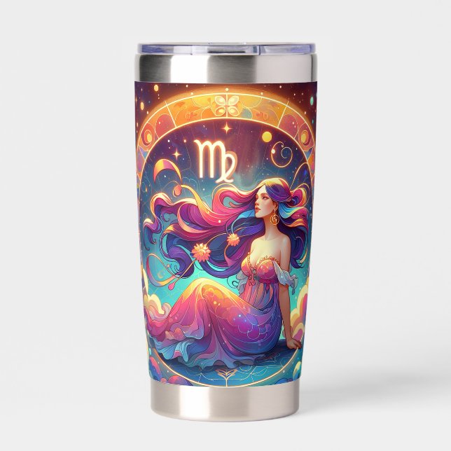 Beautiful Virgo Woman with Horoscope Info on Back Insulated Tumbler (Front)