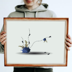 Beautiful wabi sabi blue green coastal seashell  acrylic print