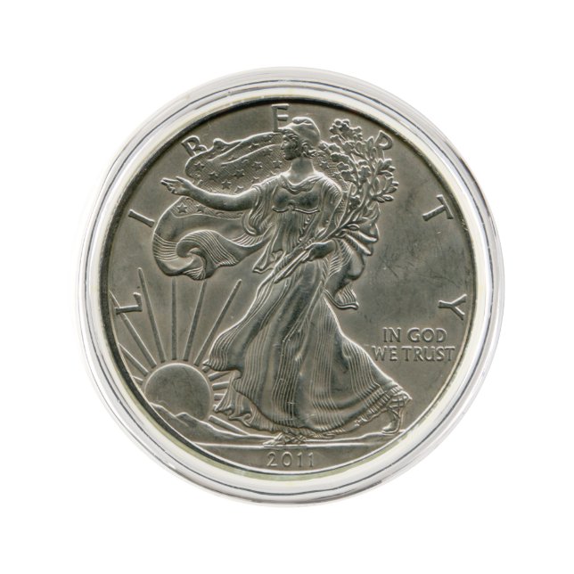 Beautiful Walking Liberty Silver Dollar Lapel Pin (Front)