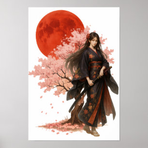 Beautiful Warrior Oriental Japanese Art Poster