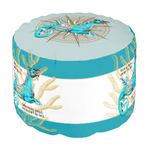 Beautiful Water Horse Round Pouf