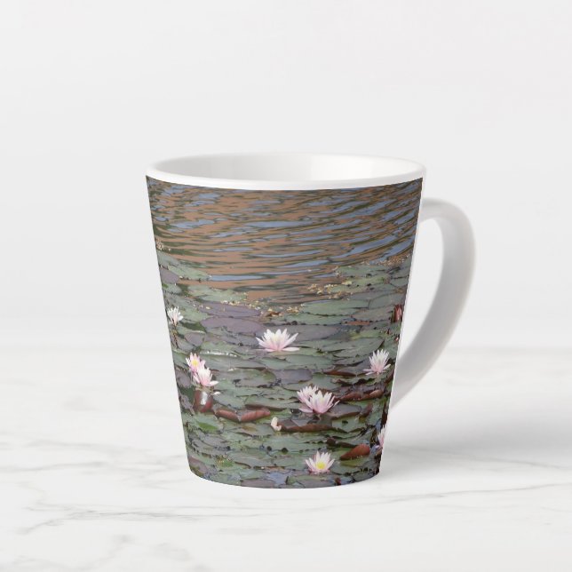 Beautiful Water Lilies Latte Mug (Right Angle)