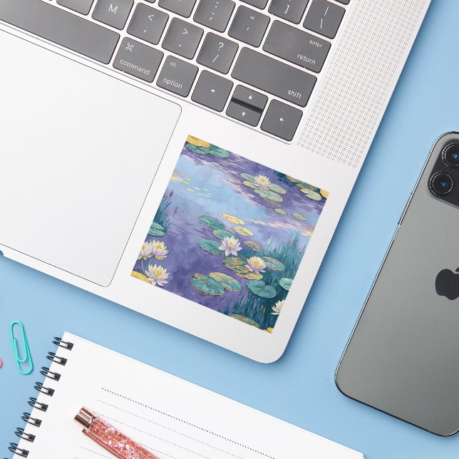 Beautiful Water Lilies Monet Art Sticker (Laptop w/ iPhone)