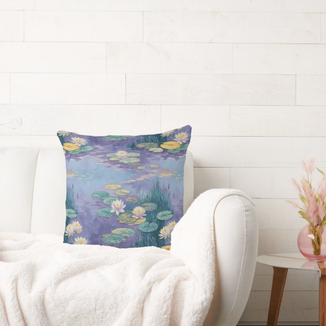 Beautiful Water Lilies Monet Art Throw Pillow (Couch)