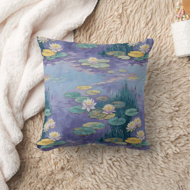 Beautiful Water Lilies Monet Art Throw Pillow (Blanket)