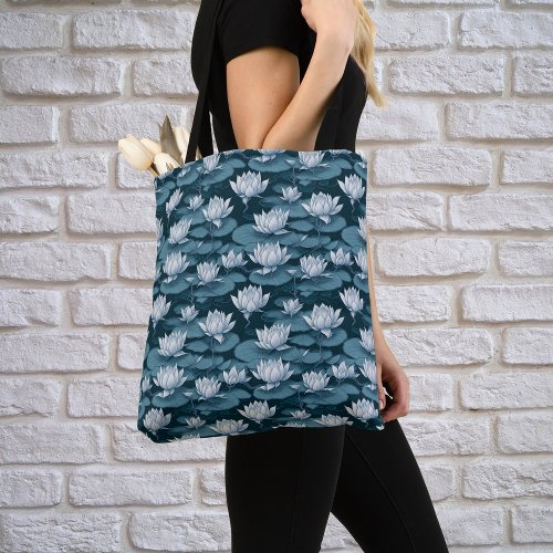 Beautiful Water Lily Pattern Tote Bag
