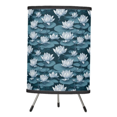 Beautiful Water Lily Pattern Tripod Lamp