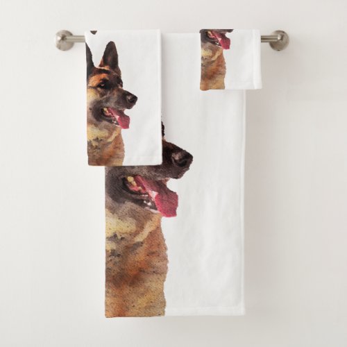 Beautiful Watercolo German Shepherd Bath Towel Set