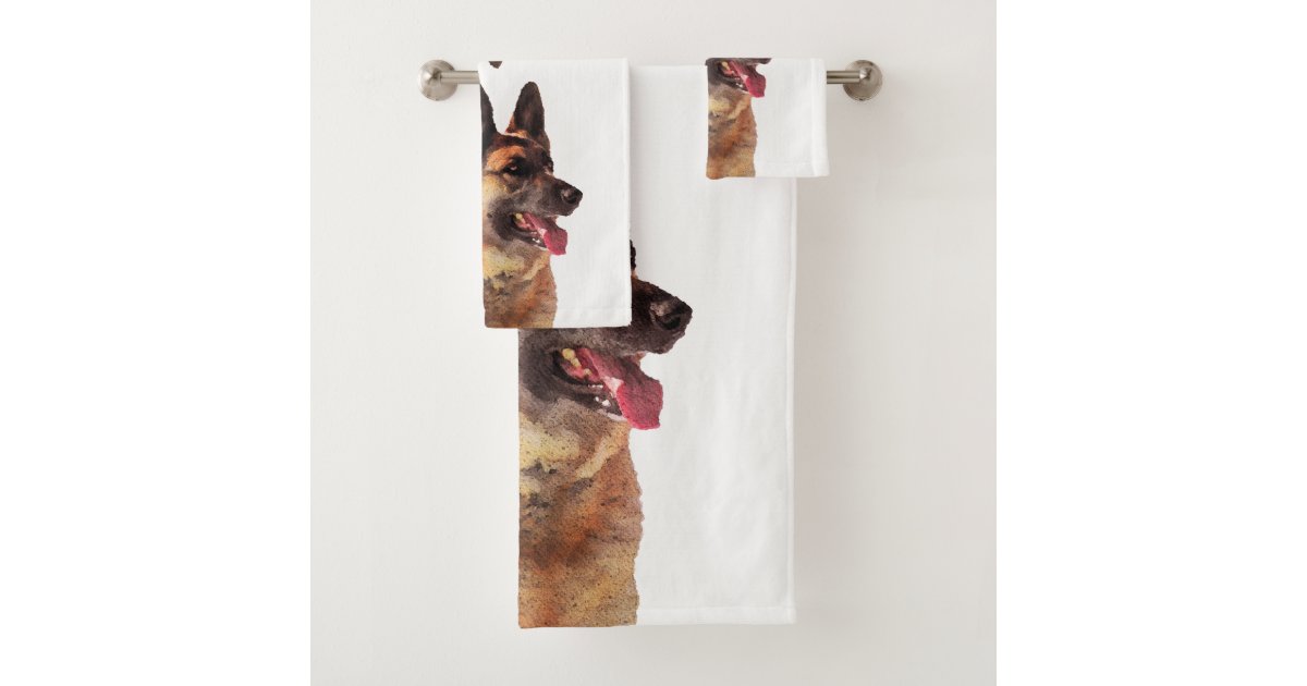 Beautiful Watercolo German Shepherd Bath Towel Set Zazzle