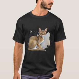 Beautiful Watercolor Abyssinian cat Portrait T-Shirt