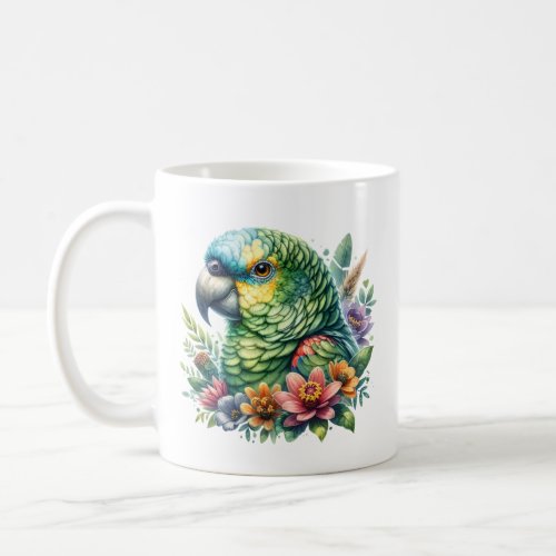Beautiful Watercolor Amazon Parrot Personalized Coffee Mug