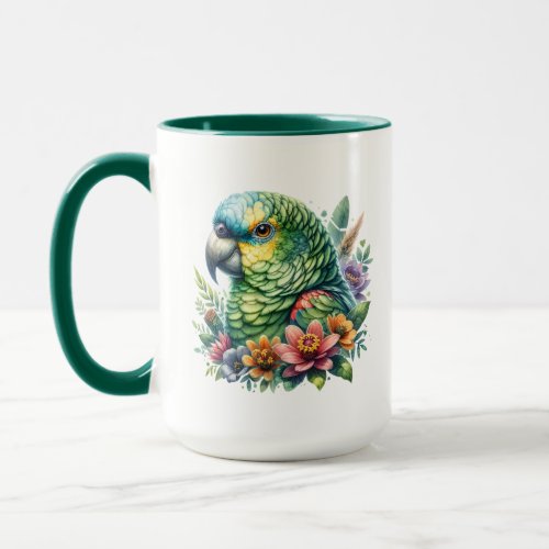 Beautiful Watercolor Amazon Parrot Personalized Mug