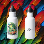 Beautiful Watercolor Amazon Parrot Personalized Water Bottle