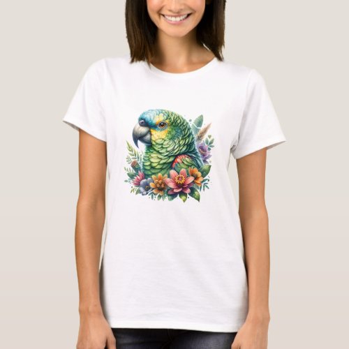 Beautiful Watercolor Amazon Parrot T_Shirt