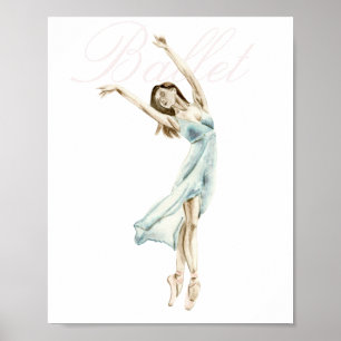 Beautiful Watercolor Ballerina White, Ballet Poster
