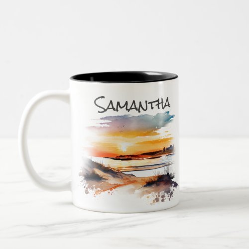 Beautiful Watercolor Beach Sunsets Two_Tone Coffee Two_Tone Coffee Mug