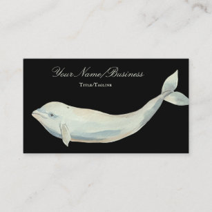 Beautiful Watercolor Beluga Whale Ocean Beach Business Card