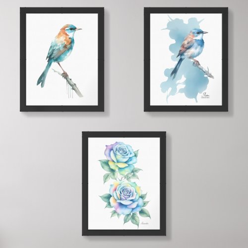 Beautiful Watercolor Bird Art  for Home Decor Wall Art Sets