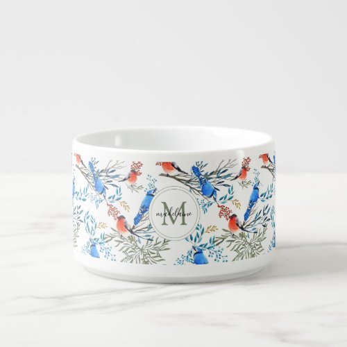 Beautiful Watercolor Birds and Foliage Pattern Bowl