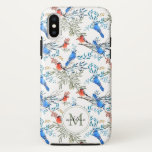 Beautiful Watercolor Birds And Foliage Pattern Iphone X Case at Zazzle