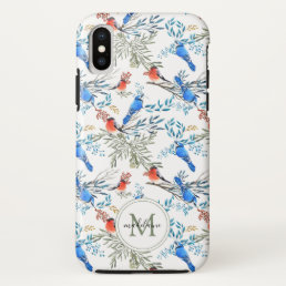 Beautiful Watercolor Birds and Foliage Pattern iPhone X Case