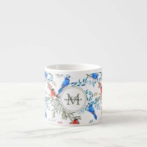 Beautiful Watercolor Birds and Foliage Pattern Espresso Cup